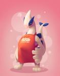 anthro apron blush bodily_fluids bulge clothed clothing embarrassed erection erection_under_clothing food genital_fluids genitals male penis pink_background precum semi-anthro simple_background solo standing sushi tail unwanted_erection mikapoofs nintendo pokemon generation_2_pokemon legendary_pokemon lugia pokemon_(species) hi_res