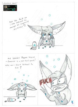 anthro blue_eyes bodily_fluids crying drugs female pills solo tears yanzihko paradox_interactive stellaris canid canine fox mammal mammalian_(stellaris) mammalian_3 hi_res traditional_media_(artwork)