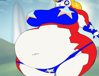 anthro belly big_belly big_breasts blonde_hair breasts building clothe clothing female gloves grass hair handwear huge_belly huge_breasts obese obese_anthro obese_female overweight overweight_anthro overweight_female plant pregnant pregnant-anthro pregnant_female red_eyes shrub solo superhero superhero_costume teeth thick_thighs washington_monument virus-20 marerica equid equine horse mammal 2024 digital_media_(artwork) hi_res