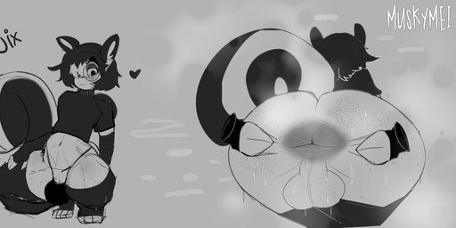 anus big_butt bulge butt disembodied_hand midriff musk musk_cloud musky_balls musky_butt navel skunk_tail smelly smelly_butt spread_butt spreading thick_thighs muskymei animal_humanoid humanoid mammal mammal_humanoid mephitid mephitid_humanoid skunk skunk_humanoid absurd_res hi_res monochrome