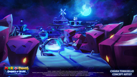 ambiguous_anthro ambiguous_feral ambiguous_gender anthro bioluminescence cloud cloudy_sky copyright_symbol featureless_legs feral glowing group light long_ears moon night nude_ambiguous nude_anthro sky snow standing star starry_sky symbol text title windmill year chiara_tomasello mario_plus_rabbids_sparks_of_hope nintendo raving_rabbids rayman_(series) ubisoft arthropod beetle elateroid firefly insect lagomorph mammal rabbid 16:9 2023 4k absurd_res adobe_photoshop_(artwork) artist_name colored digital_drawing_(artwork) digital_media_(artwork) english_description english_text hi_res lighting official_art shaded widescreen