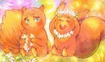 anthro biped blush brown_body duo eyes_closed flower happy open_mouth plant sitting yosugaoka gamba_no_bouken gamba_no_bouken_(series) creek_(gamba_no_bouken) iena mammal rodent sciurid tree_squirrel 2020