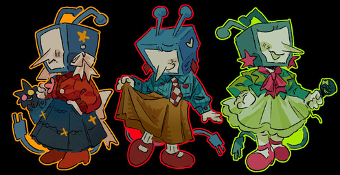ambiguous_gender antennae_(anatomy) bottomwear clothing electronics footwear for_a_head necktie screen screen_face shoes skirt smile solo tail television oobbbear deltarune undertale_(series) friend_(deltarune) tenna_(deltarune) darkner humanoid object_head screen_head tv_head hi_res