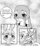 anthro clothed clothing comic dialogue disney english_text female fur hi_res judy_hopps lagomorph leporid mammal nacchan96 rabbit text zootopia