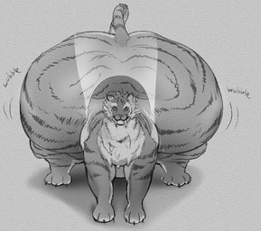 big_butt butt butt_focus clothed clothed_feral clothing fangs female feral grey_body huge_butt huge_thighs hyper hyper_butt hyper_thighs looking_at_viewer panties simple_background solo standing teeth thick_thighs underwear voluptuous_feral wide_hipped_female wide_hipped_feral wide_hips wobble wobbling wobbling_butt parumpi felid feline mammal pantherine tiger 2026 greyscale monochrome