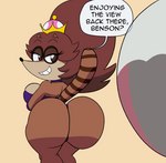 anthro ass_clapping big_breasts big_butt breasts butt butt_ripples crossgender crown female headgear huge_butt mtf_crossgender super_crown toony twerking tansau cartoon_network mario_bros nintendo regular_show benson_dunwoody rigbette_(benson_dancing) rigby_(regular_show) mammal procyonid raccoon 2023 animated digital_media_(artwork) short_playtime