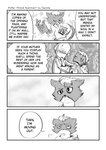 2020 4koma aniapt_(manga) anthro bodily_fluids book canid canine canis cheek_tuft chien clothed clothing comic cute_fangs dialogue digital_media_(artwork) domestic_dog duo english_text eyes_closed facial_tuft fan_character fluffy fluffy_tail four_frame_image greyscale hair hi_res holding_object hoodie inner_ear_fluff irregular_speech_bubble male mammal mephitid messy_hair monochrome multicolored_body necktie open_mouth screentone simple_background skunk speech_bubble sweat sweatdrop tail tapirclip text text_box topwear tuft two_tone_body
