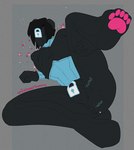 anthro anus black_body black_hair bulge clothing collar corset drone dronesuit featureless_face grey_background hair lingerie lock_bulge lock_symbol lying male null null_bulge on_side pawpads pink_pawpads presenting simple_background solo topwear milkbearbunny dolly_(milkbearbunny) bear living_sex_doll mammal hi_res