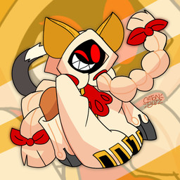 braided_hair braided_pigtails clothed clothing fangs female hair hoodie long_sleeves looking_at_viewer pigtails red_eyes shadow_face smile solo tail teeth topwear unfortu-nate arc_system_works blazblue taokaka animal_humanoid cat_humanoid felid felid_humanoid feline feline_humanoid felis humanoid kaka_(blazblue) mammal mammal_humanoid 1:1 2026 digital_media_(artwork) hi_res