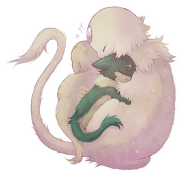 :< ambiguous_feral ambiguous_gender cuddling daww eyes_closed facial_markings feral forehead_markings fur gem green_body green_fur green_tail group head_markings hug markings neck_tuft pink_gem simple_background sleeping sparkles tail tan_body tan_fur tan_tail trio tuft white_background young young_ambiguous young_feral jejejunum martlet_(jejejunum) risoria_(jejejunum) secret_(jejejunum) fraid_(species) hybrid nethermare spirit full-length_portrait hi_res portrait female_(lore) male_(lore) mother_(lore) mother_and_child_(lore) parent_(lore) parent_and_child_(lore)