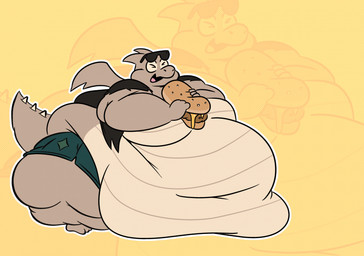 anthro belly belly_expansion big_belly clothing eating eating_food expansion eyewear eyewear_on_head food grey_body holding_food holding_object huge_belly jacket jacket_vest male morbidly_obese obese overweight overweight_male sandwich_(food) scales simple_background smile solo sunglasses sunglasses_on_head tail thick_tail thick_thighs topwear torn_clothing underbelly ventral_scales vest weight_gain wings misterfaceless movieunleashers mythology dragon_dane dragon mythological_creature mythological_scalie scalie hi_res