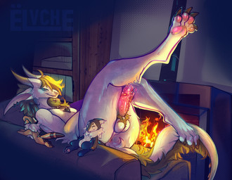 anthro ball_tuft balls blonde_hair chain_necklace ear_piercing ear_ring fire fireplace fur furniture genitals hair hair_over_eye holding_own_penis holding_penis horn jewelry legs_in_air legs_up long_ears looking_at_viewer lying male mane necklace on_back on_sofa pendant penile_spines penis penis_tuck piercing plushie pointy_ears ring_piercing sofa solo tuft white_body white_fur conditional_dnp elvche mythology dragon mythological_creature mythological_scalie scalie 2024 digital_media_(artwork)