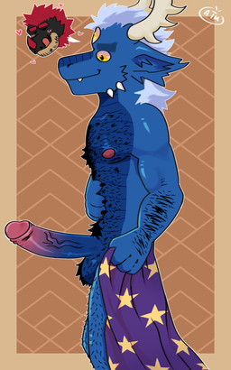 anthro ball_tuft balls big_penis blue_body body_hair chest_hair feeling_up_self genitals hairy_balls humanoid_genitalia humanoid_penis male penis slim_anthro slim_male solo tuft twunk yellow_eyes glaskeru absurd_res hi_res