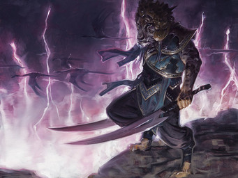 anthro backlighting dark digitigrade dual_wielding electricity flying group holding_melee_weapon holding_object holding_sword holding_weapon light lightning melee_weapon solo_focus standing sword weapon david_palumbo hasbro magic:_the_gathering mythology wizards_of_the_coast catfolk demon dragon felid mammal mythological_creature mythological_scalie rakshasa_(magic:_the_gathering) scalie 4:3 lighting official_art oil_painting_(artwork) painting_(artwork) traditional_media_(artwork) traditional_painting_(artwork)