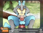 4:3 absurd_res anal anal_masturbation anal_penetration animal_dildo animal_genitalia animal_penis animal_sex_toy anthro aroused balls biobrony biped blue_body blue_fur camera camera_view canid canine canine_genitalia canine_penis dildo dildo_in_ass dildo_insertion dildo_sitting equine_dildo erection forest front_view fur generation_4_pokemon genitals grass hi_res log logo looking_at_viewer lucario male mammal masturbation nature nintendo nude object_in_ass open_mouth outside penetration penis penis_towards_viewer photo picture_frame plant pokemon pokemon_(species) pokemon_snap sex_toy sex_toy_in_ass sex_toy_insertion sitting solo spikes tan_body tan_fur text tree wood