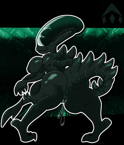 anus big_breasts big_butt black_body black_nipples bodily_fluids breasts butt elongated_head eyeless female genital_fluids genitals looking_at_viewer looking_back looking_back_at_viewer nipples rear_view smile solo tail tail_ridge thick_thighs vaginal_fluids vulva wide_hips mschaox6 alien_(franchise) alien humanoid xenomorph hi_res
