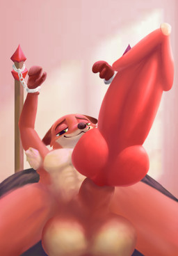 anthro arms_tied bdsm bodily_fluids bound erection fur genital_fluids genitals green_eyes intersex knot knotted_penis male multicolored_body multicolored_fur musk musky_penis penis precum smile smiling_at_viewer smirk solo blujy disney zootopia nick_wilde animal_humanoid canid canid_humanoid canine canine_humanoid fox fox_humanoid humanoid mammal mammal_humanoid hi_res