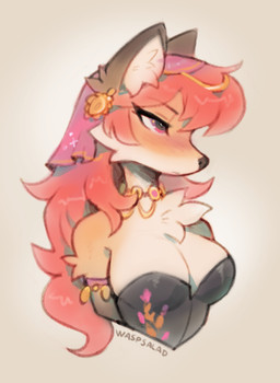 anthro biped breasts clothed clothed_anthro clothed_female clothing female front_view fur hair simple_background solo topwear waspsalad canid canine fox mammal 2025 digital_drawing_(artwork) digital_media_(artwork) hi_res