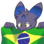 black_body black_fur brazil brazilian_flag ears_up facial_markings forehead_markings fur head_markings markings multicolored_ears ring_(marking) smile text two_tone_ears yellow_eyes star_umbreon nintendo pokemon star_(star_umbreon) canid canine canis eeveelution generation_2_pokemon mammal pokemon_(species) umbreon 1:1 2023 hi_res portuguese_description portuguese_text translated