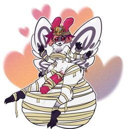 balls big_balls big_penis blush breasts chest_tuft erection fur genitals gynomorph hair huge_balls huge_penis hyper hyper_balls hyper_genitalia insect_wings intersex long_penis looking_at_viewer multi_arm multi_limb non-mammal_breasts penis red_eyes red_hair sitting_on_balls solo thick_thighs tuft white_body white_fur wide_hips wings tehbuttercookie kaeli_cedarfallen arthropod insect lepidopteran moth mummy undead hi_res