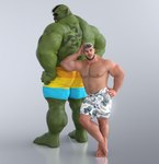 duo fangs green_body green_skin humanoid_pointy_ears male male/male muscular muscular_humanoid muscular_male nipples pointy_ears tattoo teeth ad-games boruk_(ad-games) johnathan_(ad-games) human humanoid mammal orc 3d_(artwork) digital_media_(artwork)