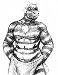 anthro bulge hair male smile solo towel hladilnik bill_(hladilnik) equid equine mammal zebra black_and_white hi_res monochrome