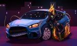 anthro car clothing crossed_arms grin machine male multi_eye multi_limb smile solo tail vehicle arrow_owlet gemini_the_sergal dire_machine humanoid living_car living_machine living_vehicle sergal absurd_res hi_res