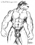 abs anthro barazoku biped bulge clothed clothing flexing jockstrap male muscular muscular_anthro muscular_male pose solo standing thong underwear raff raff_m_logan mythology musclewolf canid canine canis mammal mythological_canine mythological_creature werecanid werecanine werecreature werewolf wolf 2001 line_art monochrome pinup