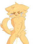 anthro balls blush blushing_penis bodily_fluids chibi crying eyebrows fur genital_fluids genitals grimace hand_behind_back holding_penis male navel nipples omorashi orange_eyes peeing penis pink_nipples simple_background solo standing tears urine urine_stream watersports white_background yellow_body yellow_fur young young_anthro young_male rhapsody_tenrai yellow_cat_(rhapsody) domestic_cat felid feline felis mammal 2025 3:4 aliasing binary_drawing digital_drawing_(artwork) digital_media_(artwork) hi_res signature