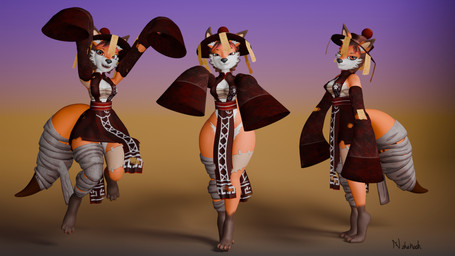 female holidays solo zhenash halloween canid canine fox mammal 16:9 3d_(artwork) blender_(artwork) digital_media_(artwork) hi_res widescreen