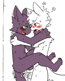anal anal_penetration anthro anthro_on_anthro anthro_penetrated anthro_penetrating anthro_penetrating_anthro arm_tuft back_tuft balls biped blush bodily_fluids cheek_tuft cum cum_drip cum_in_ass cum_inside cum_on_balls cum_on_own_balls cum_on_self dripping duo ejaculation elbow_tuft eye_contact facial_tuft fur fur_tuft genital_fluids genitals glowing glowing_eyes green_eyes grey_body grey_fur hand_on_shoulder head_tuft heart_pupils heart_symbol holding_tongue hypnosis intraspecies leaning_on_wall looking_at_another male male/male male_penetrated male_penetrating male_penetrating_male mind_control nude nude_anthro nude_male penetration penile penile_penetration plantigrade red_eyes ringed_eyes sex side_view slim slim_anthro slim_male stand_and_carry_position standing standing_sex tuft white_body white_fur pizademokttero nifram_logan 2024 4:5 absurd_res digital_drawing_(artwork) digital_media_(artwork) flat_colors hi_res