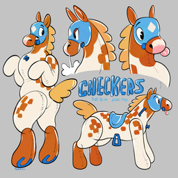 anthro bridle checkered feral handle_bar horseshoe inflatable looking_back male pool_toy pool_toy_handle saddle short_tail solo stirrups tail tongue tongue_out valve_(mechanical) wulferthing animate_inanimate appaloosa equid equine horse living_inflatable mammal 1:1 hi_res model_sheet
