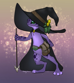 alchemist ambiguous_gender anthro dandelion female flower magic_user melee_weapon plant polearm solo spear weapon grung mysterymusix dungeons_and_dragons hasbro wizards_of_the_coast amphibian frog toad_(frog) absurd_res hi_res