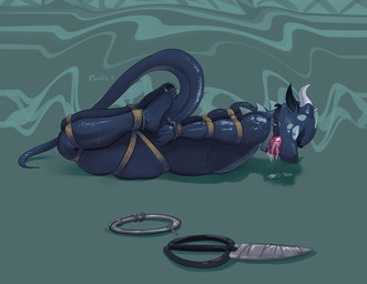 4_toes anthro ball_gag barefoot bdsm biped bodily_fluids bondage bound brown_rope chain chained cuff_(restraint) drooling feet frogtied frustrated fully_bound gag gagged handcuffs hands_behind_back humanoid_feet key legs_tied male metal_cuffs muzzle_(object) nude plantigrade red_ball_gag restrained restraints rope rope_bondage saliva scissors sex_toy shackles solo struggling submissive submissive_anthro submissive_male tail tape toe_restraints toes peskybatfish european_mythology mythology kithcannon dragon mythological_creature mythological_scalie reptile scalie western_dragon wingless_dragon 2018
