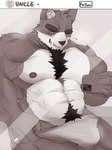 abs anthro barazoku biceps big_muscles biped black_body black_fur bulge countershade_fur countershading fur grey_body grey_fur looking_at_viewer male mirror_selfie muscular muscular_anthro muscular_male one_eye_closed pecs selfie solo white_body white_countershading white_fur wink winking_at_viewer yellow_eyes dj28sj canid canine canis mammal wolf 2024 3:4 hi_res