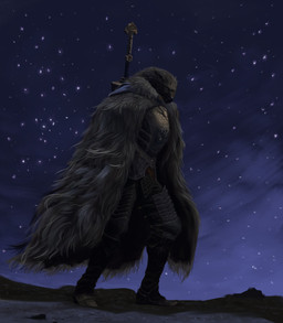 anthro armor black_nose clothed clothing fur grey_body grey_fur head_tuft inner_ear_fluff male male_anthro melee_weapon mouth_closed outside rock sky solo standing star sword sword_on_back tuft weapon weapon_on_back aduran elden_ring fromsoftware blaidd_(elden_ring) canid canine canis mammal wolf absurd_res full-length_portrait hi_res portrait