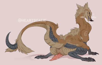 amber_eyes animal_genitalia anus black_claws brown_body brown_fur butt claws erection feral fur genital_slit genitals inviting_to_sex looking_at_viewer male penis pink_anus pink_penis presenting presenting_anus presenting_hindquarters solo teeth heartscalie capcom monster_hunter larynkir bird_wyvern izuchi hi_res