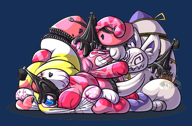 ambiguous_gender bulge bulge_grab group inflatable latex null null_bulge paint painted-on_face painted-on_mouth spiral spiral_eyes spray_can spray_paint squish stretching stretchy trio unzipped zipper zipper_pull_tab naughtygryph asian_mythology chinese_mythology east_asian_mythology mythology aika_(kitsune) inabunstar_(character) yomo_kokura animate_inanimate canid canine fox jiangshi lagomorph leporid living_clothing living_costume living_fursuit living_inflatable mammal rabbit undead alpha_channel
