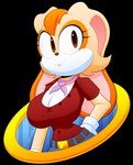 anthro belt big_breasts bottomwear breasts button_(fastener) cleavage clothed clothing denim denim_bottomwear denim_clothing dress_shirt female hand_on_hip jeans kerchief neckerchief neckwear pants ring shirt simple_background solo topwear transparent_background wide_hipped_female wide_hips slickehedge sega sonic_the_hedgehog_(series) vanilla_the_rabbit lagomorph leporid mammal rabbit absurd_res alpha_channel hi_res