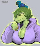 5_fingers abstract_background alternate_species anthro beak big_breasts blue_clothing blue_jacket blue_topwear breasts cleavage clothed clothing duo eyelashes eyewear female feral fingers freckled_face freckles green_body green_hair green_scales grey_eyes hair hoodie jacket male pencil_(object) scales short_hair smile snout sunglasses text topwear wings yellow_sclera rsmania5 cavemanon_studios i_wani_hug_that_gator inco_(iwhtg) olivia_halford avian baryonyx bird dinosaur parakeet parrot prehistoric_species reptile scalie spinosaurid theropod true_parrot 2024 absurd_res artist_name digital_drawing_(artwork) digital_media_(artwork) hi_res watermark
