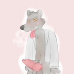 anthro blush brown_body brown_fur clothing coat fur knot male male_anthro solo tongue tongue_out topwear trance carrydraws dreamworks the_bad_guys mr._wolf_(the_bad_guys) canid canine canis mammal wolf 1:1 absurd_res hi_res