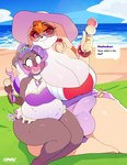 5_fingers anthro barefoot beach belly big_belly big_breasts blush bracelet breast_size_difference breasts cleavage clothed clothed_anthro clothed_female clothed_gynomorph clothing cloud crossgender dessert dialogue dipstick_ears duo ear_markings eyebrows eyelashes feet female fingers food ftg_crossgender fti_crossgender gynomorph hair hat headgear headwear holding_food holding_ice_cream holding_object huge_breasts ice_cream ice_cream_cone intersex jewelry larger_anthro larger_gynomorph larger_intersex mature_anthro mature_gynomorph mature_intersex mistaken_pregnancy multicolored_ears necklace offscreen_character orange_hair purple_hair size_difference sky smaller_anthro smaller_female speech_bubble sun_hat text thick_thighs water wide_eyed chromapan sega sonic_the_hedgehog_(series) cj_(snekinabox) vanilla_the_rabbit lagomorph leporid mammal rabbit 2025 artist_name digital_media_(artwork) english_text hi_res signature