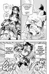 angry anthro beating blood bodily_fluids breasts bruised canid canine cleavage clothed clothing comic daigaijin dialogue duo english_text exclamation_point female female_on_bottom female_on_top fox full_cleavage furryfight_chronicles heart_eyes heart_symbol hi_res inner_boob jumpsuit kalita_(furryfight_chronicles) lagomorph leotard leporid mammal monochrome muko nipple_outline on_bottom on_top pain profanity punch rabbit shocked smile speech_bubble text unzipped_jumpsuit zipper zipper_down zipper_jumpsuit