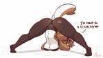 16:9 animated anthro ass_up baozi_(diives) bottomwear breast_squish breasts brown_body brown_fur butt canid canine canis clothing curvy_figure diives domestic_dog female fur hi_res hourglass_figure jack-o'_pose looking_at_viewer looking_back looking_through looking_through_legs mammal meme pants pose shaking_butt short_playtime small_waist solo squish steam stretching thick_thighs under_boob widescreen xingzuo_temple yoga_pants