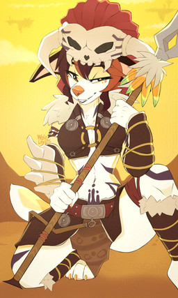 4_toes 5_fingers anthro bottomwear breasts brown_eyes brown_hair claws clenched_teeth clothed clothed_anthro clothed_female clothing countershade_torso countershading detailed_background feet female finger_claws fingers front_view fully_clothed fully_clothed_anthro fully_clothed_female fur hair holding_melee_weapon holding_object holding_polearm holding_spear holding_weapon looking_at_viewer melee_weapon navel outside polearm sky smile solo spear tail tan_body tan_fur tan_tail teeth toe_claws toes toony topwear weapon wolflady danika_(wolflady) canid canine canis domestic_dog mammal 2025 3:5 detailed digital_media_(artwork) yellow_theme