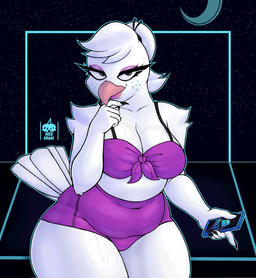 anthro beak beakstick bedroom_eyes belly big_breasts bottomwear bra breasts clothing eyelashes eyeshadow feathers female freckled_face freckles front_view furgonomics hair hotpants lipstick long_eyelashes looking_at_viewer makeup mascara narrowed_eyes navel non-mammal_breasts non-mammal_navel overweight overweight_anthro overweight_female purple_eyeshadow seductive shorts solo stretch_marks tail tail_feathers thick_thighs tight_clothing tuft underwear white_hair wide_hips neodrani netflix tuca_and_bertie kara_(tuca_and_bertie) avian bird gull lari larid hi_res