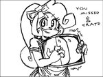 accessory anthro blush box clothed clothing container crate female hair_accessory holding_object looking_at_viewer navel simple_background smile solo text tits_in_a_box wamudraws activision crash_bandicoot_(series) coco_bandicoot bandicoot mammal marsupial 4:3 digital_media_(artwork) english_text monochrome