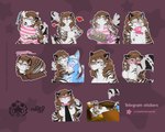 angry anthro beverage box breasts collar container cookie cup duo female food hug kissing open_mouth shy solo sticker tea telegram_sticker titanic_reference yawn naoto draw_me_like_one_of_your_french_girls telegram felid mammal pantherine tiger hi_res meme