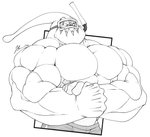 abs eyewear flexing flexing_bicep goggles male muscular muscular_humanoid muscular_male pecs pool_party solo yongdasom league_of_legends riot_games tencent zac_(lol) goo_creature humanoid absurd_res hi_res monochrome