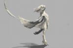 4_ears 4_toes ambiguous_gender anthro avali avian black_eyes claws cutesune digitigrade feathers feet grey_body grey_feathers hi_res long_tail looking_up multi_ear nude simple_background solo tail toes winged_arms wings